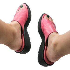 Vintage 90s Bare Traps Rebecca Pink Leather Platform Sandals